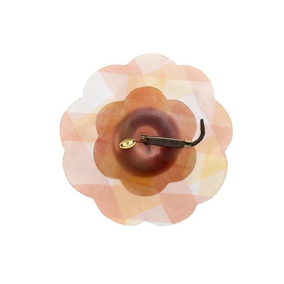 Vintage Chanel orange resin Camellia brooch - Picture 7 of 8